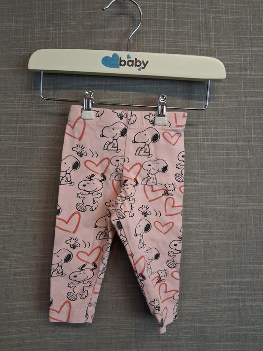 F&F Girls Snoopy Theme Pink Leggings Age 0-3 Months