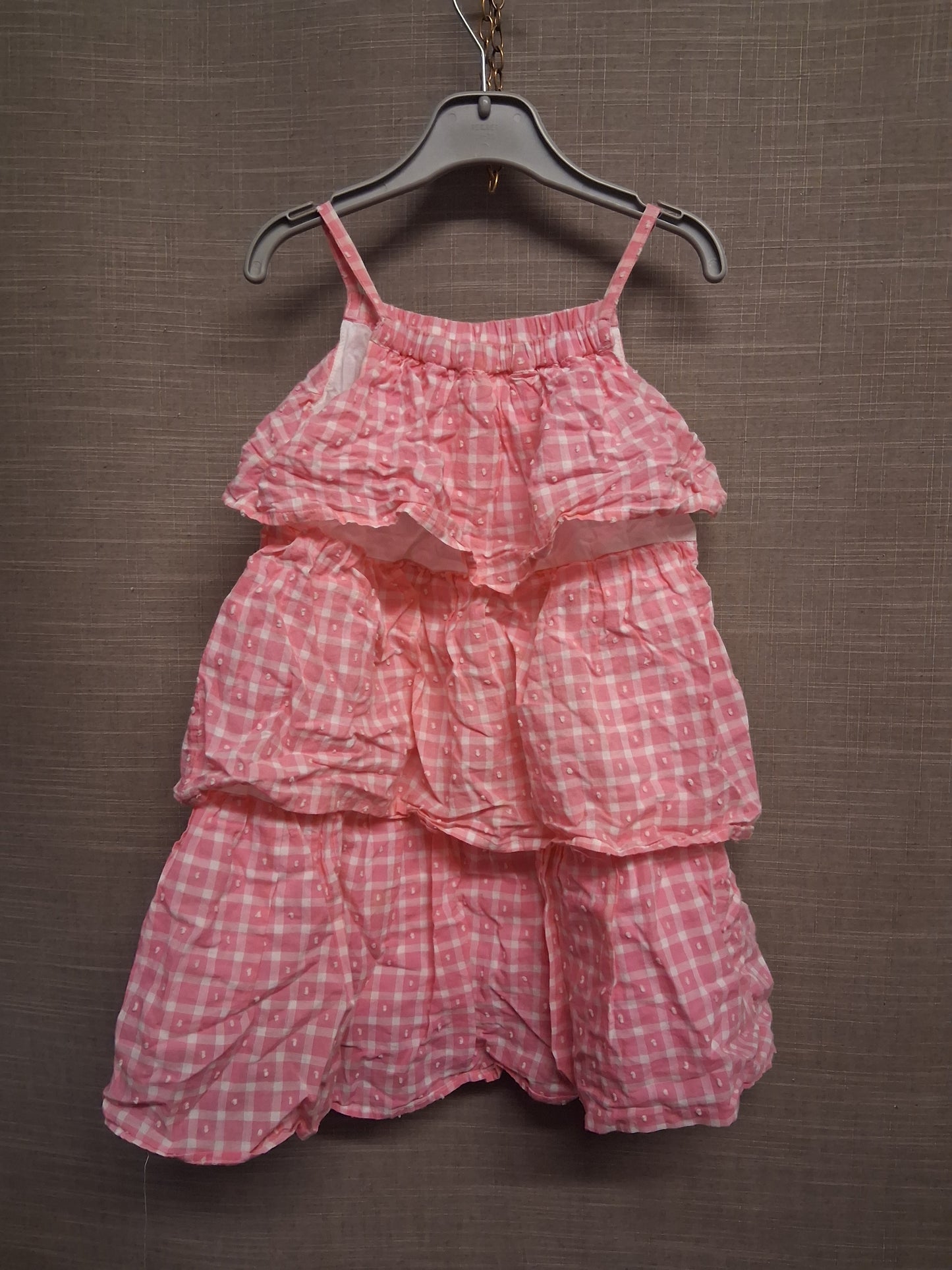 Matalan Girls Pink Check RaRa Teired Dress Age 4-5 Years