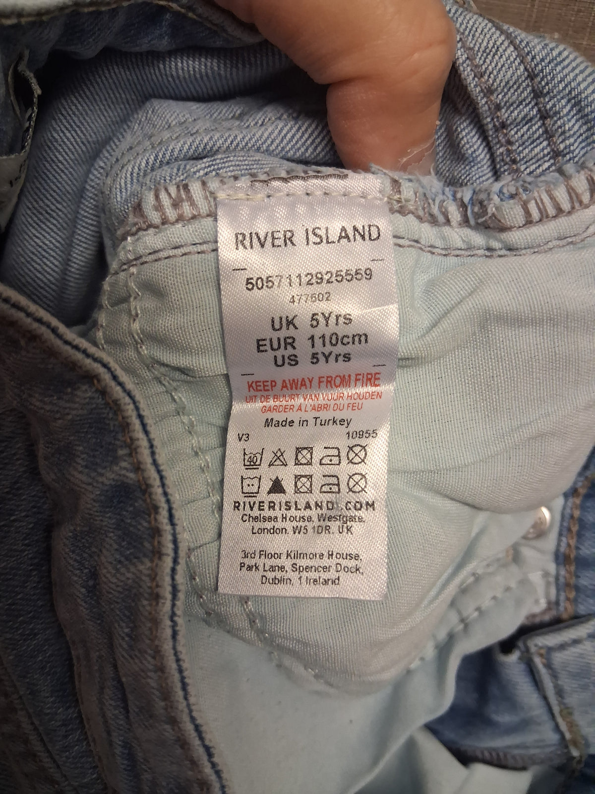 River Island Blue Lightwash Boys Jeans Straight Leg Age 5 Years