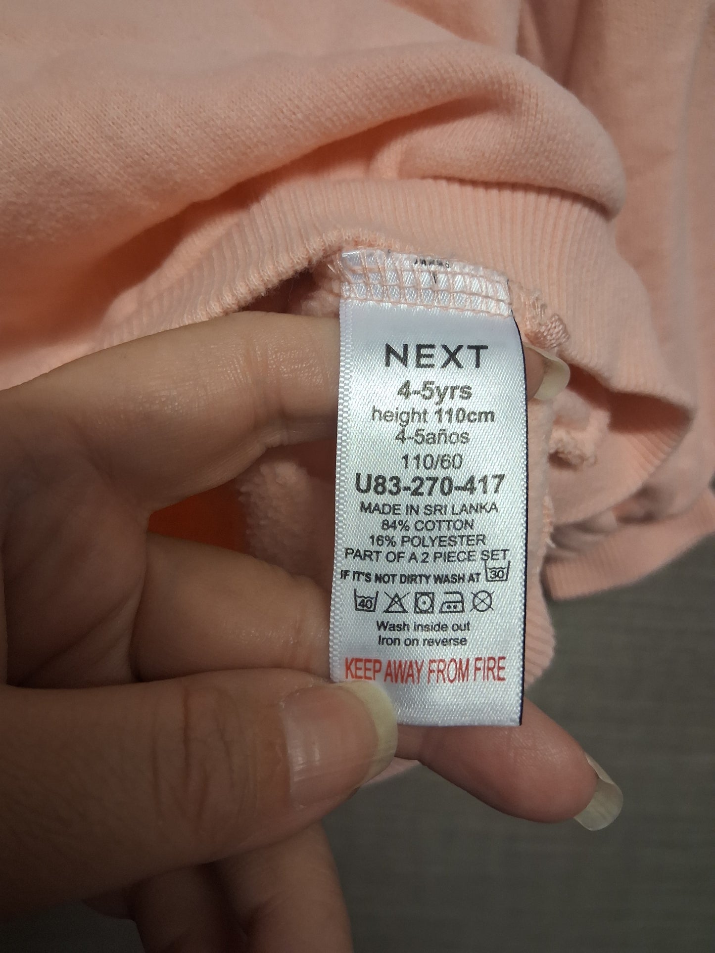 Next Girls Peach Sheep Pocket Sweater Jumper Age 4-5 Years