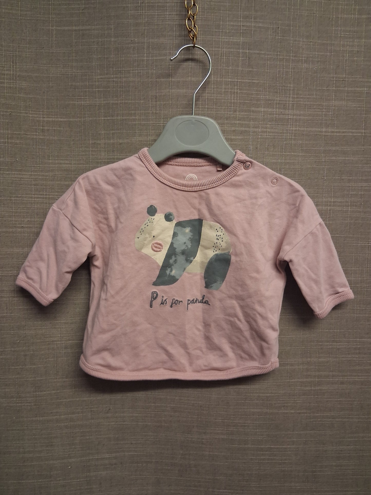 Next Girls Pink Panda Long Sleeve T-Shirt Age 0-3 Months