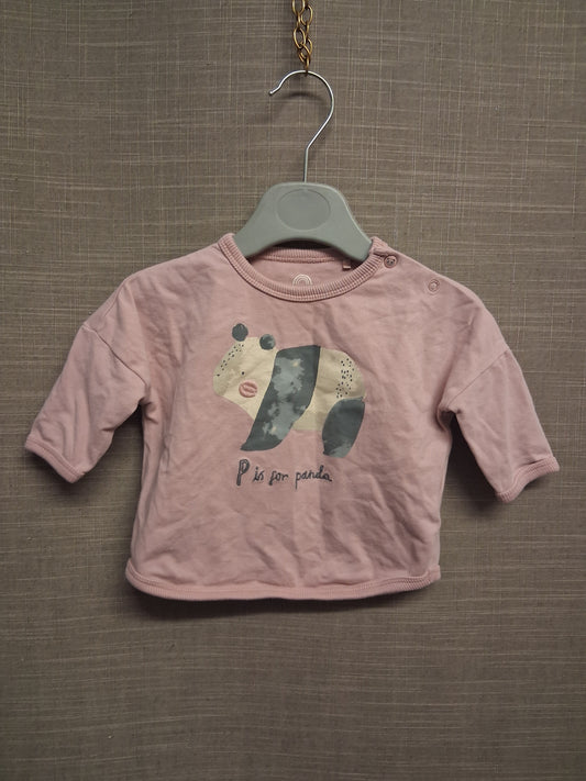 Next Girls Pink Panda Long Sleeve T-Shirt Age 0-3 Months