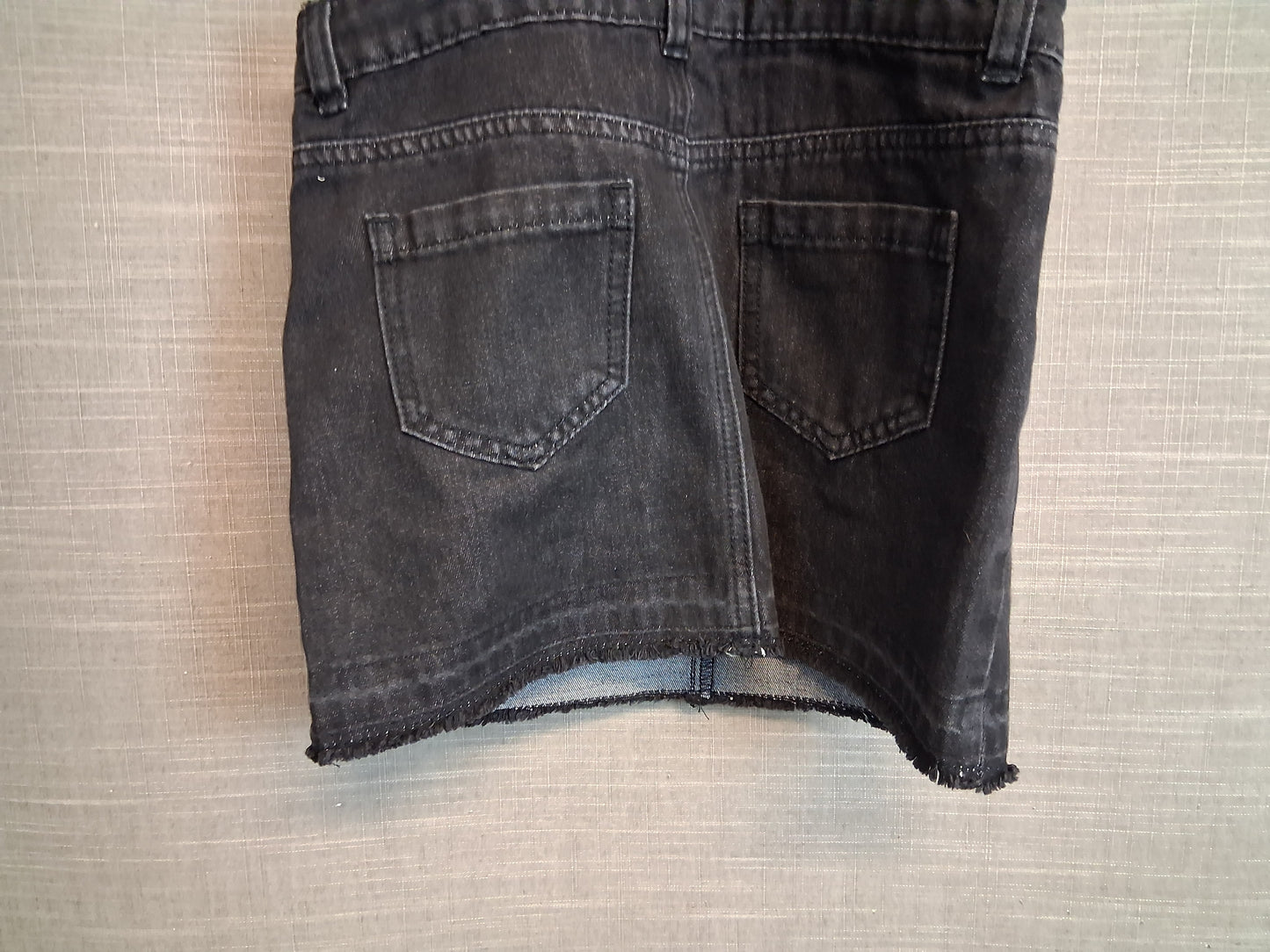 George Girls Black Denim Pinafore Dress Zip Front Age 7-8 Years
