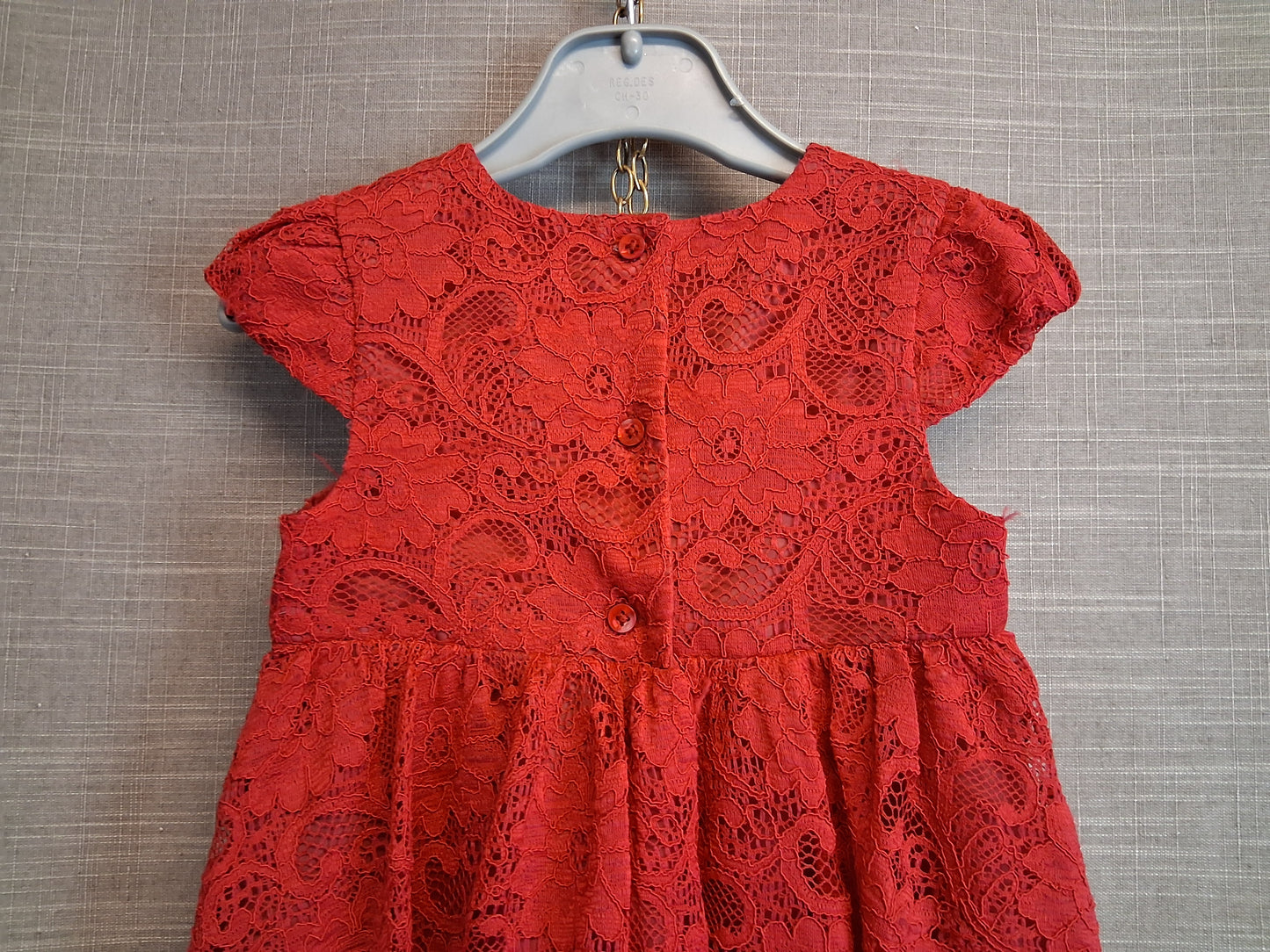 George Girls Red Lace A Line Party Dress Age 18-24 Months