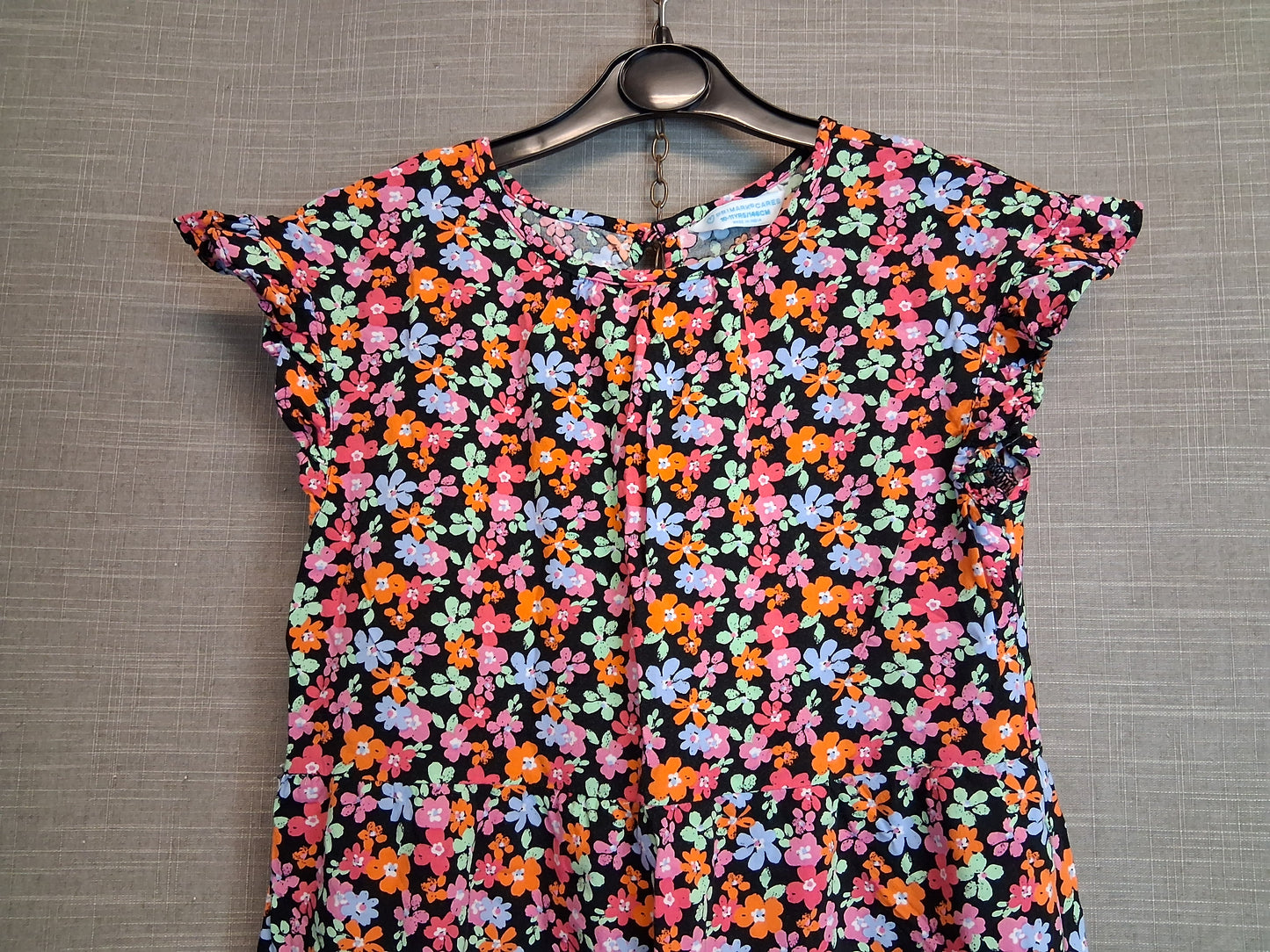 Primark Girls Multicolour Floral Dress Cap Sleeve Age 10-11 Years