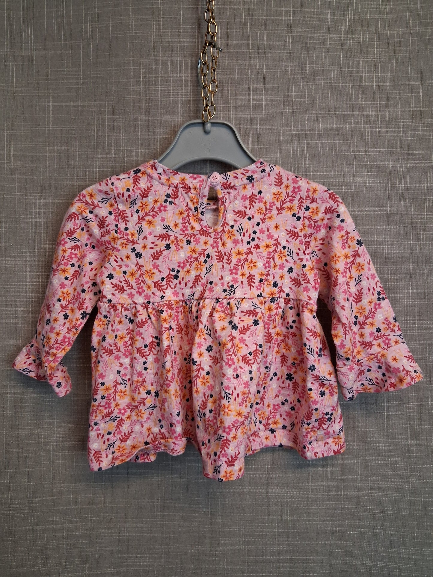 George Girls Pink Floral Jersey Dress Age 6-9 Months