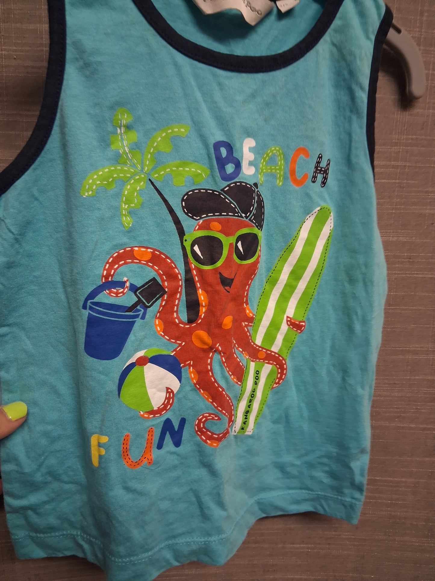 Kangaroo Poo Boys Blue Vest Top Summer Theme Age 2-3 Years