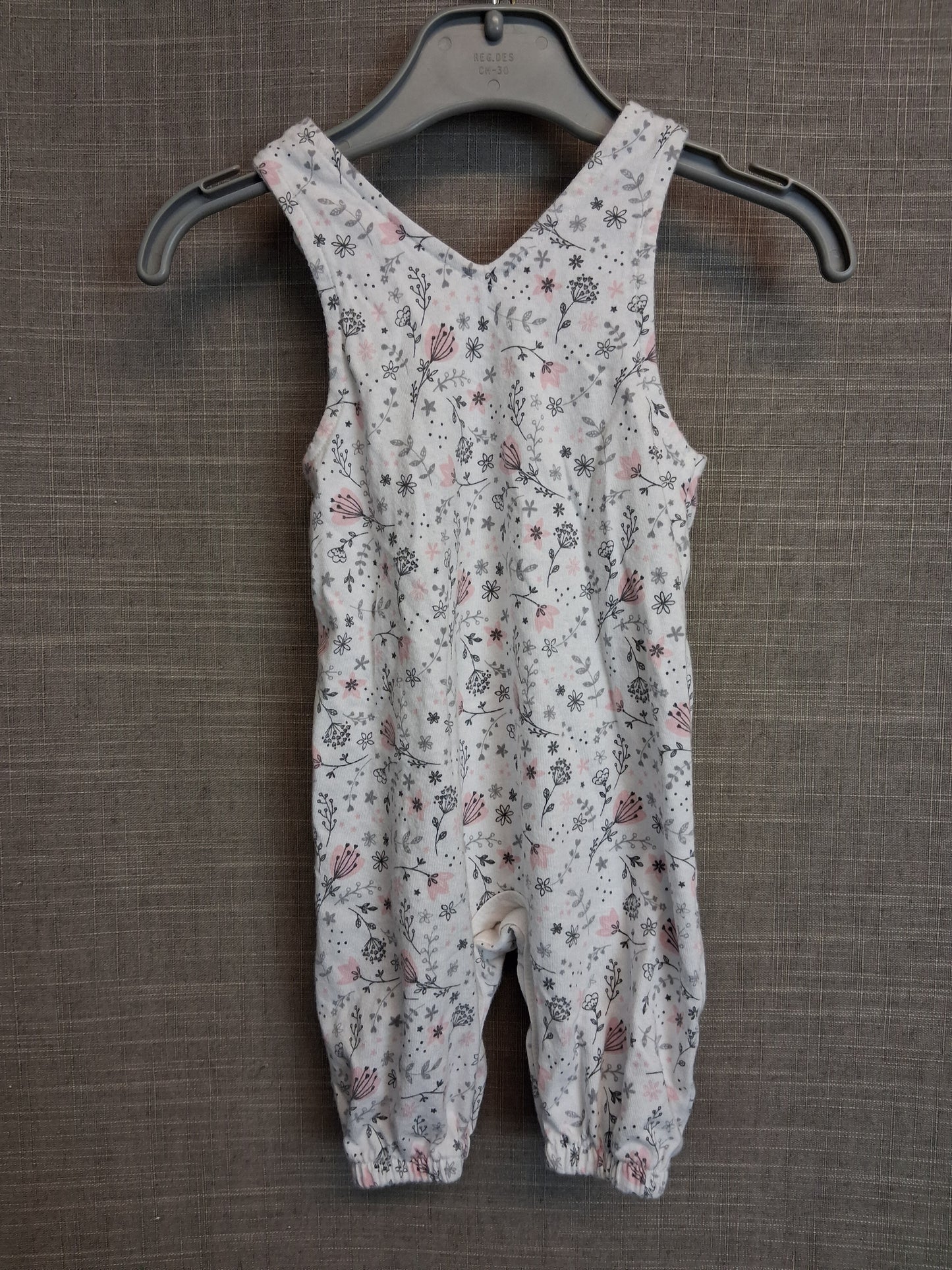 George Girls White Floral Romper Sleeveless Age 0-3 Months