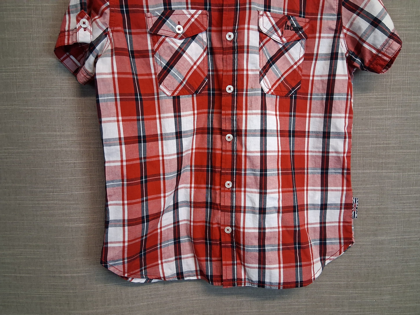 Lee Cooper Boys Red Check Short Sleeve Shirt Age 11-12 Years