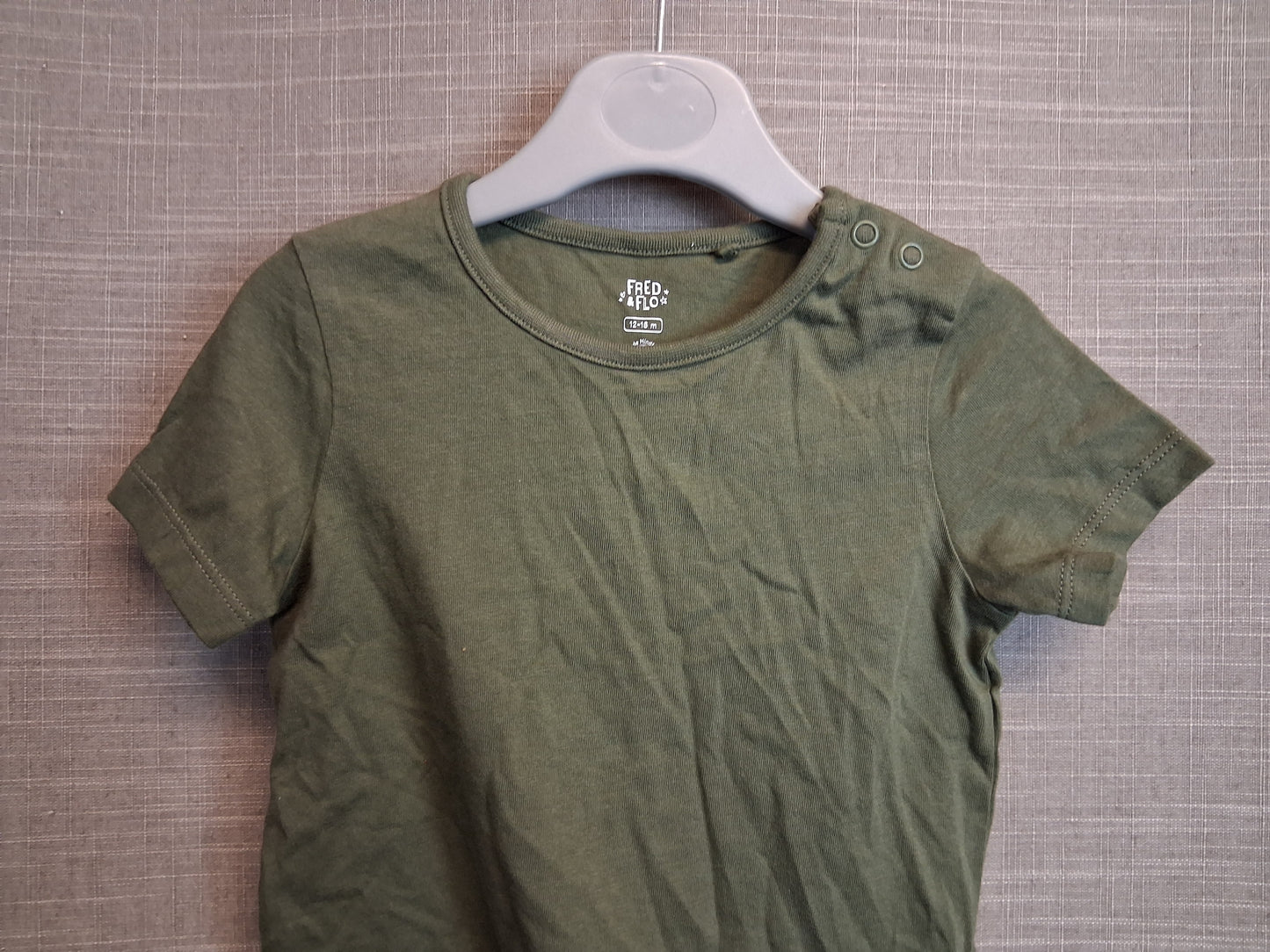 F&F 3 Pack T-Shirt Jersey Age 12-18 Months Khaki Green and Orange White