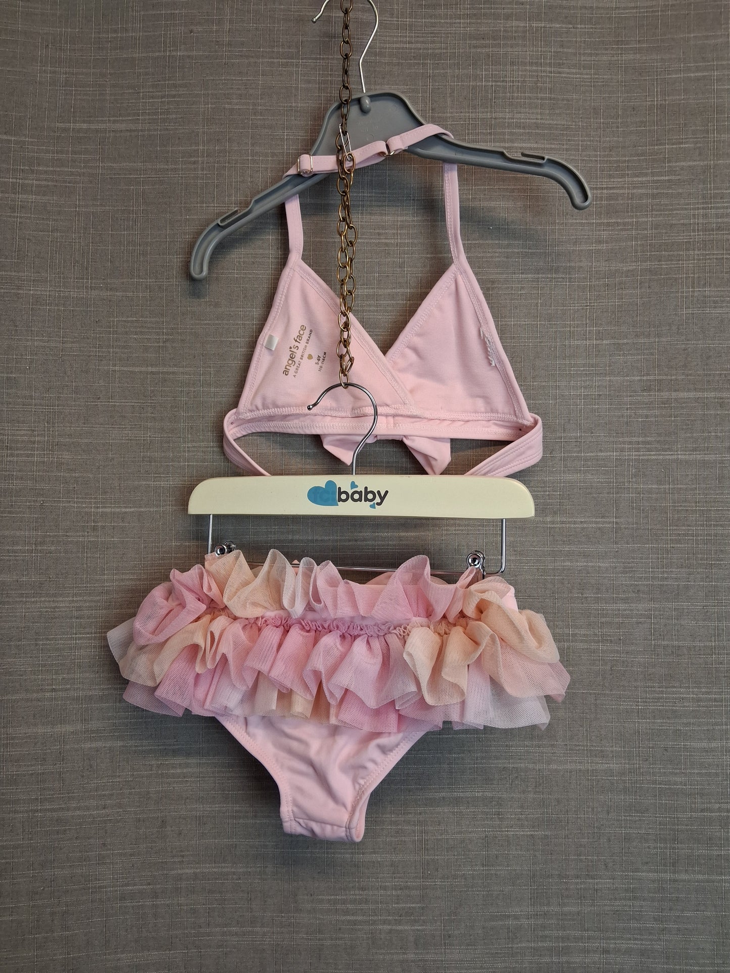 Angel Face Girls Bikini Set Pink Ruffle Age 5-6 Years