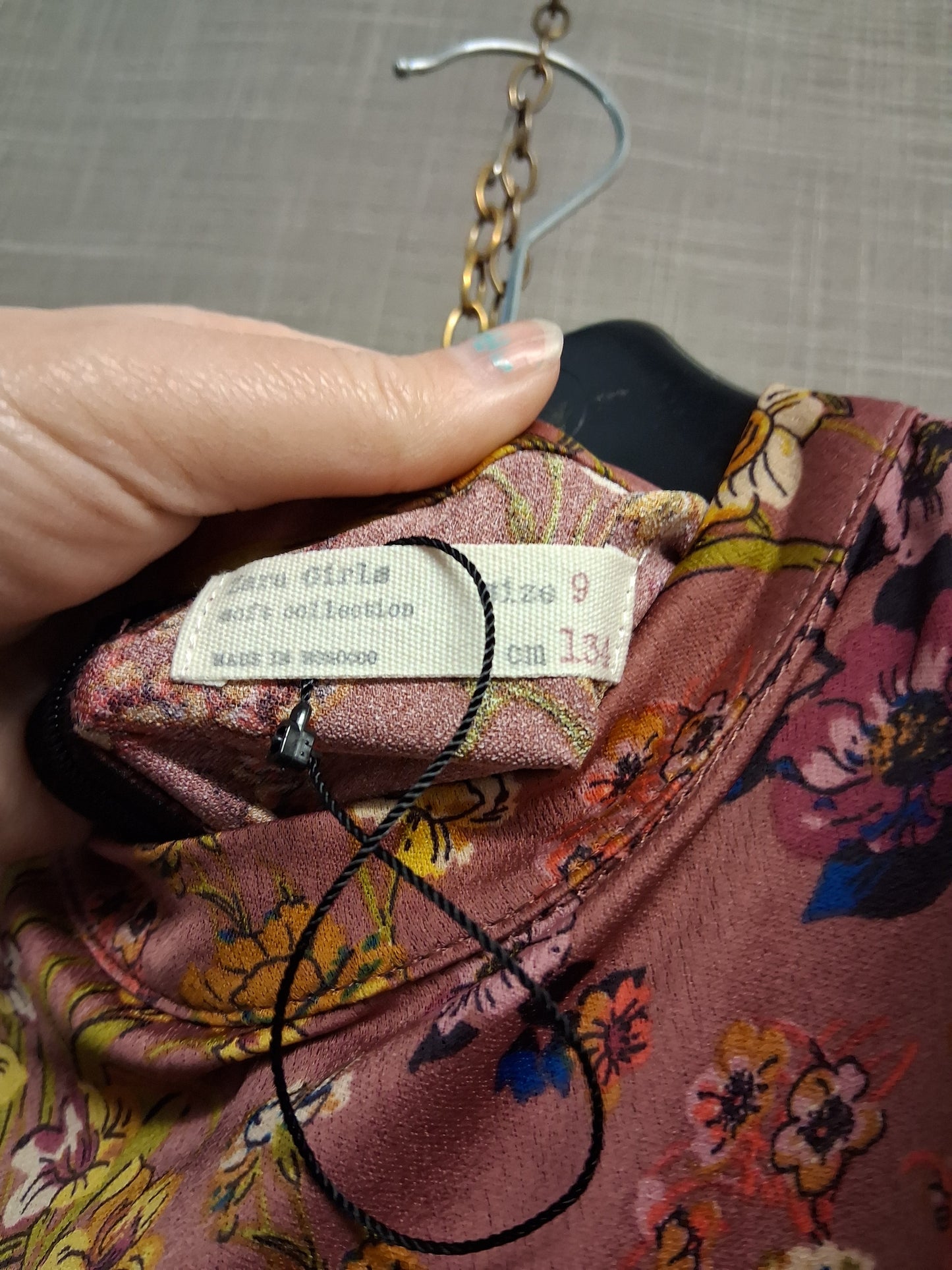 Zara Girls Brown Floral Long Sleeve Dress A Line Age 9 Years