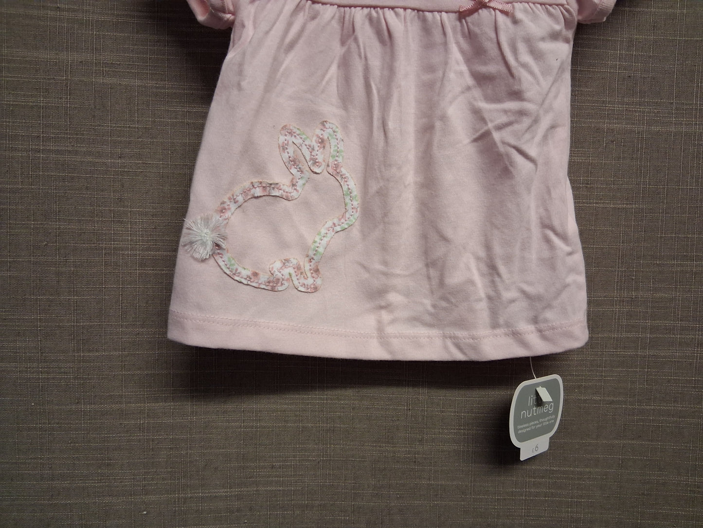 Nutmeg Girls Pale Pink Bunny Theme T-Shirt Age 0-3 Months New