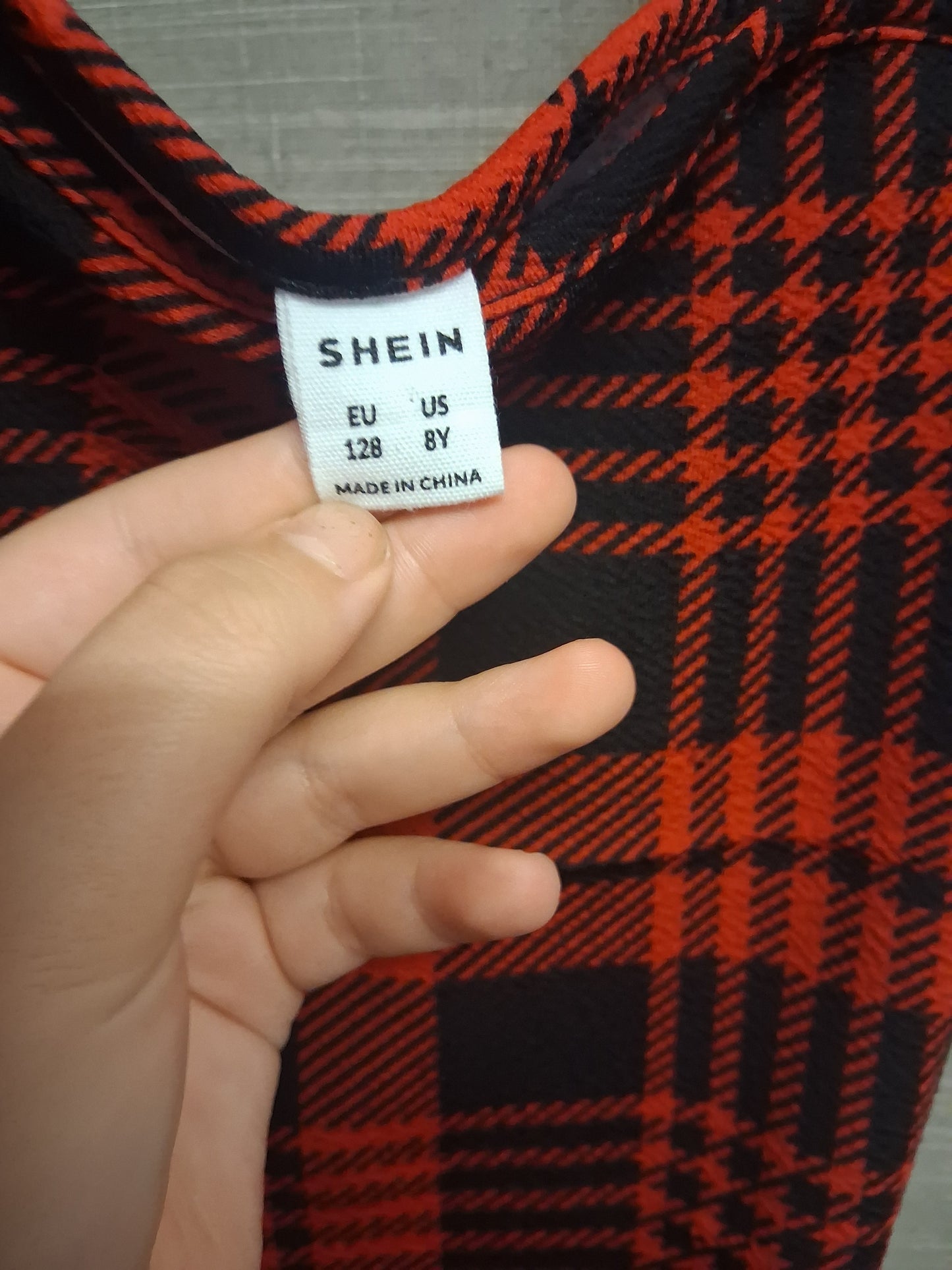 Shein Girls Tarten Red Black Pinafore Dress Age 8 Years