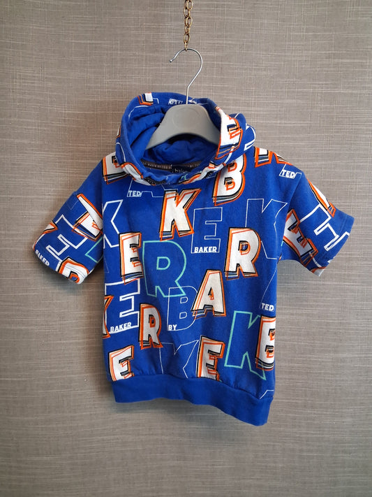 Ted Baker Boys Short Sleeve Hoodie Blue Spellout Age 3-4 Years