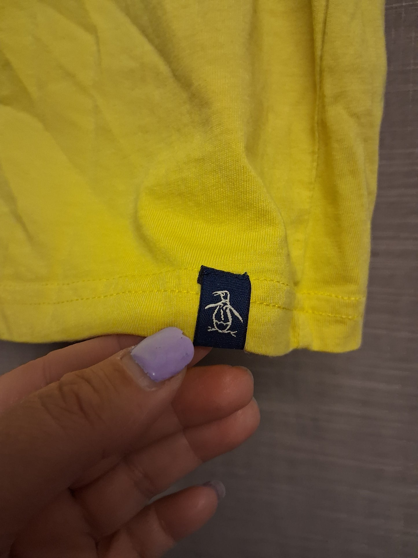 Penguin Boys T-Shirt Short Sleeve Yellow 100% Cotton Age 6-7 Years