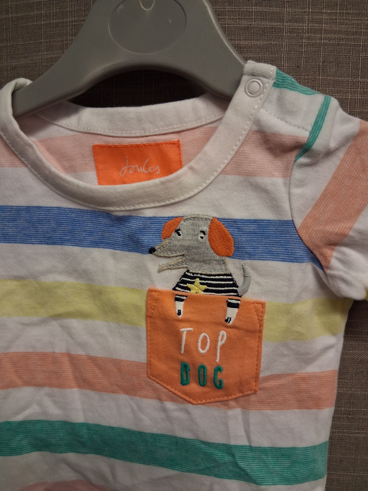 Joules Boys Multicolour Striped Jersey T-Shirt Short Sleeve Age 0-3 Month