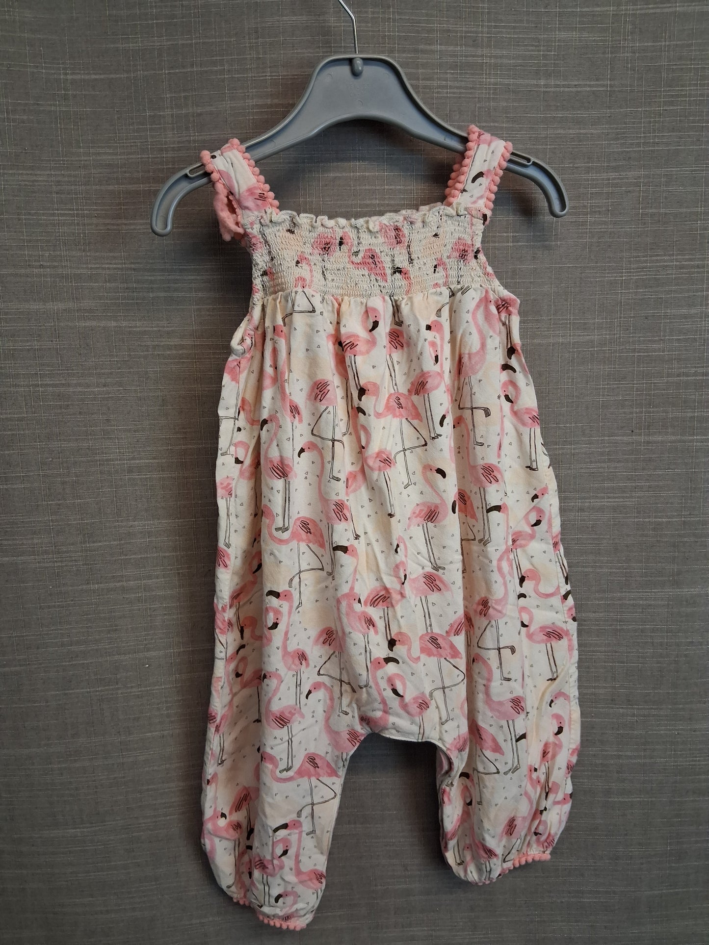 Next Girls Romper One Piece Pink  Flamingo Age 9-12 Months