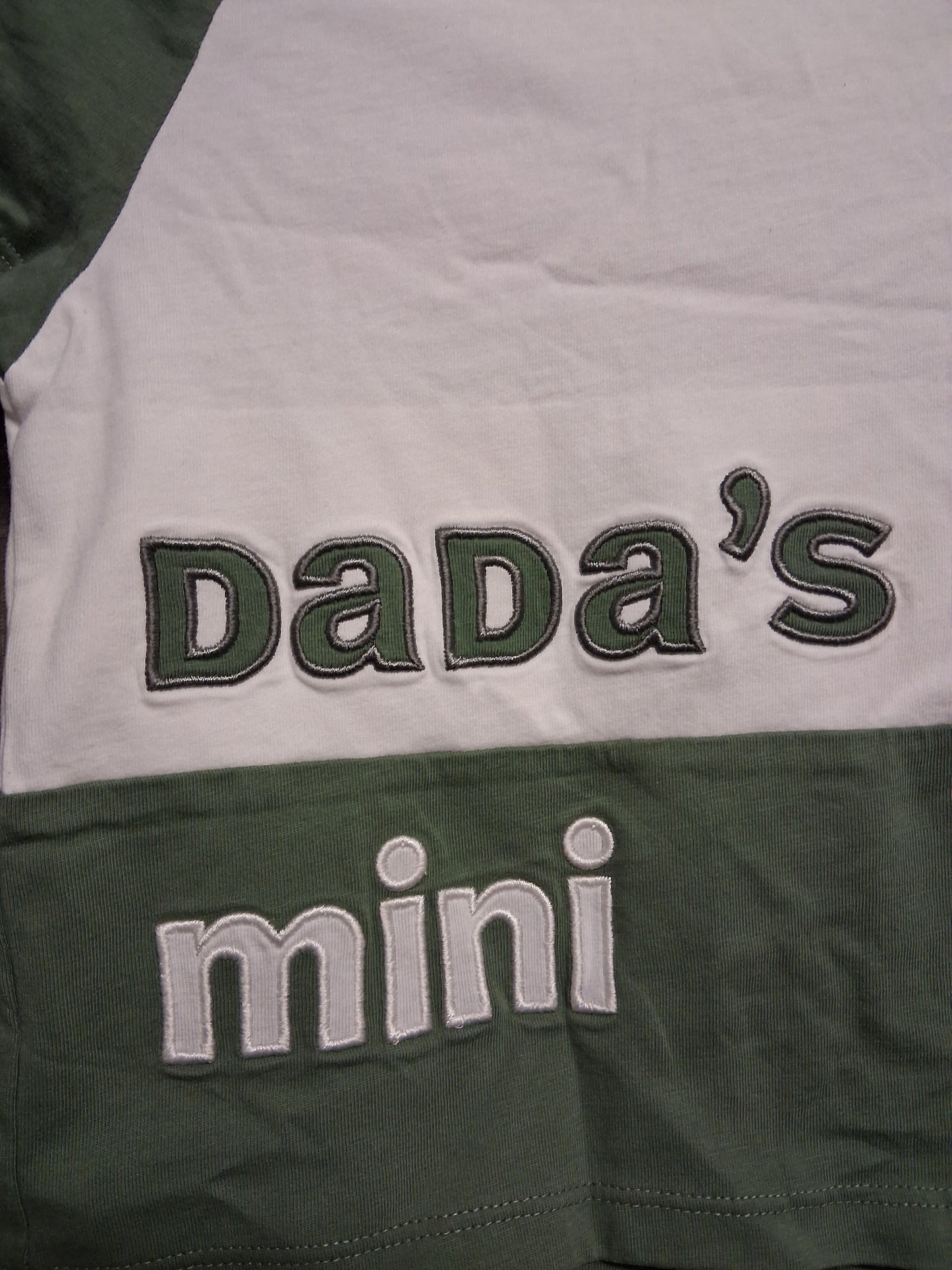 Nutmeg Boys 2 Piece Outfit Shorts & T-Shirt Set Dada's Mini Green Age 12-18 Months