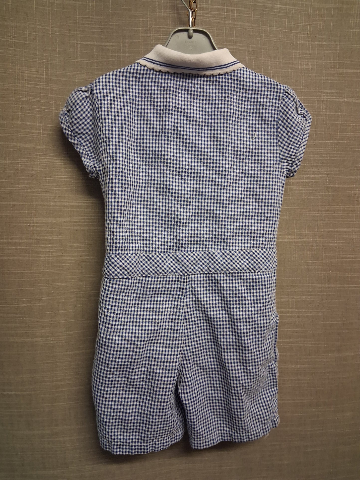 Marks and Spencer Girls Blue White Gingham Playsuit Age 5-6 Years