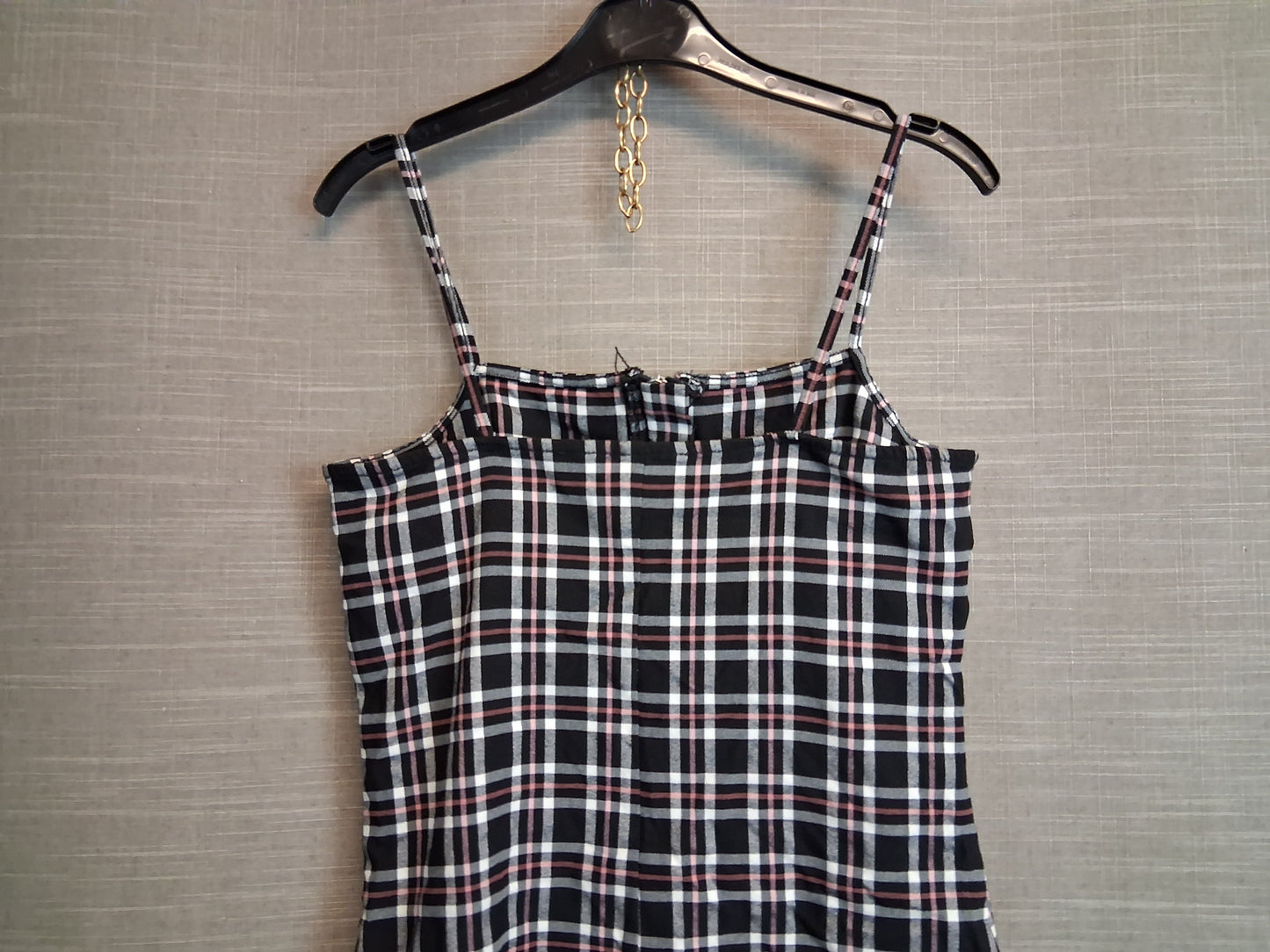 New Look Girls Black Pink Check Dress Zip Front Age 10-11 Years