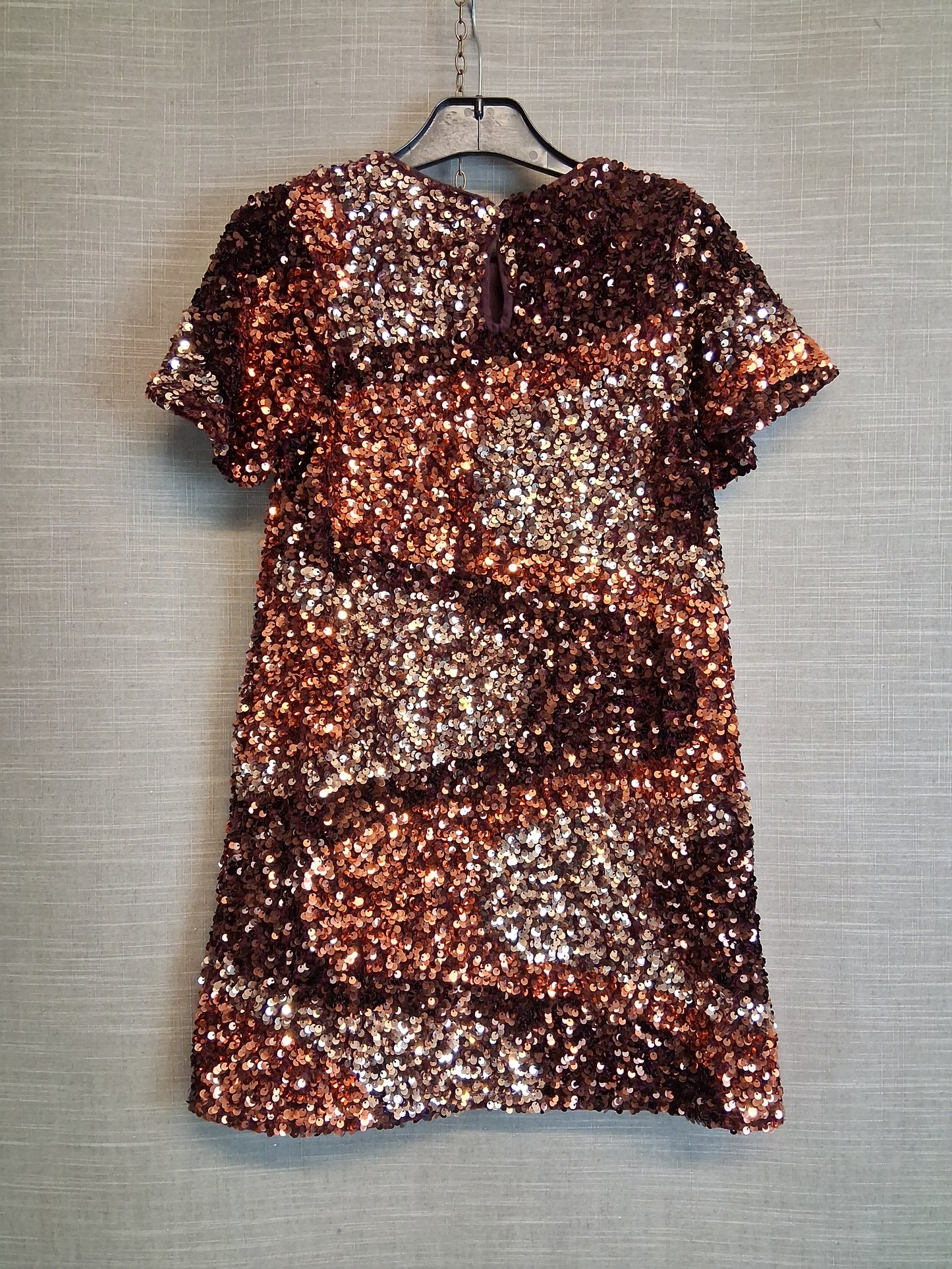 Next Girls Bronze Tones Sequin Dress Short Sleeve Lined Age 8 Years