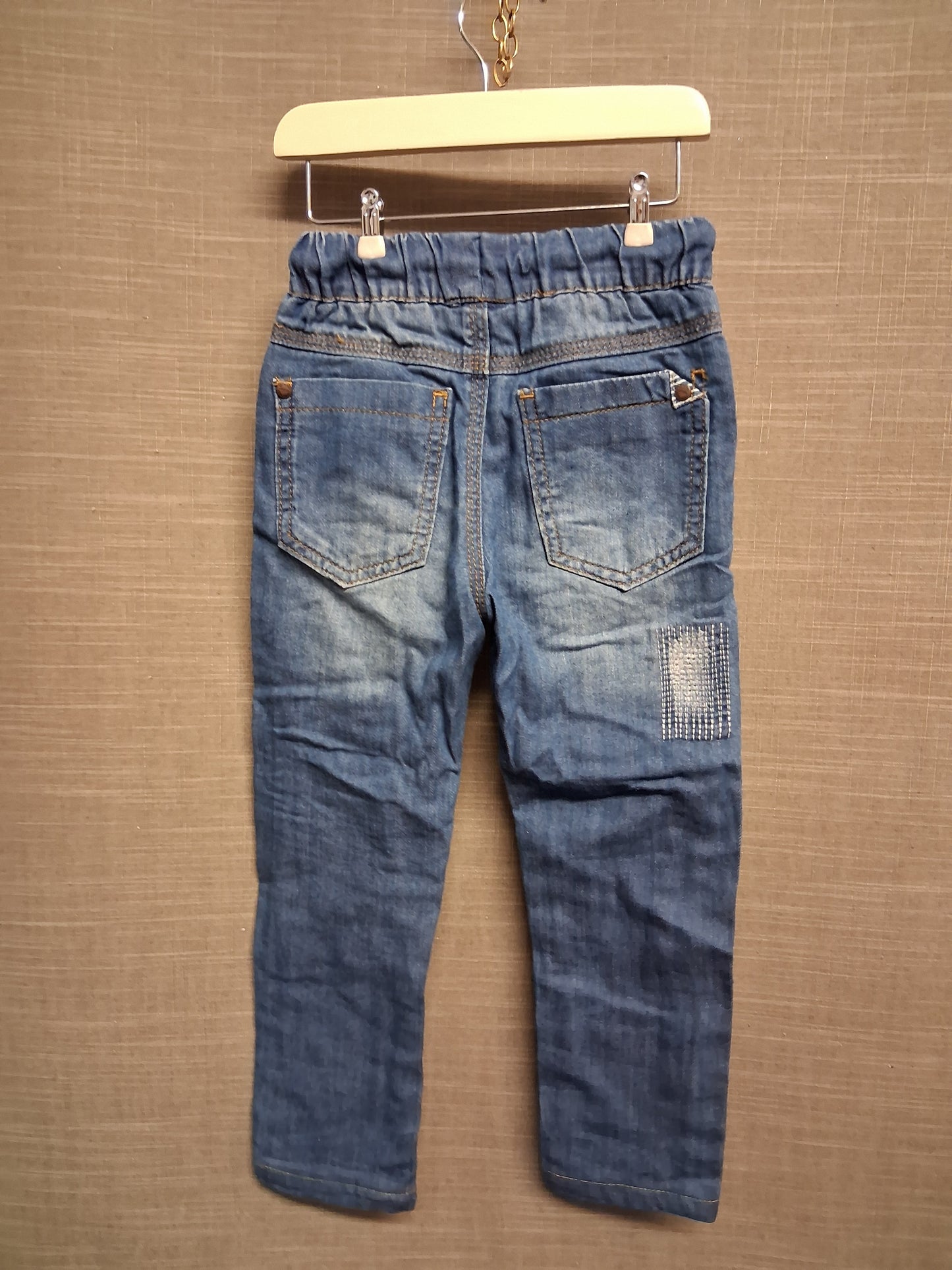 Next Boys Blue Denim Jeans Lined Distressed Age 2-3 Years