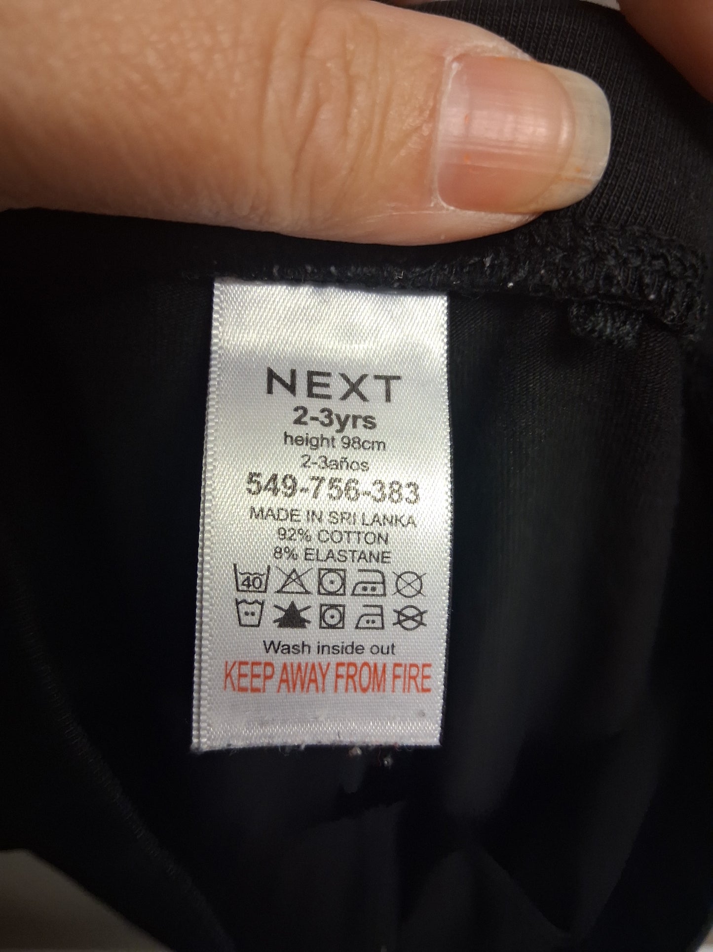 Next Leggings Basic Black Stretchy Age 2-3 Years