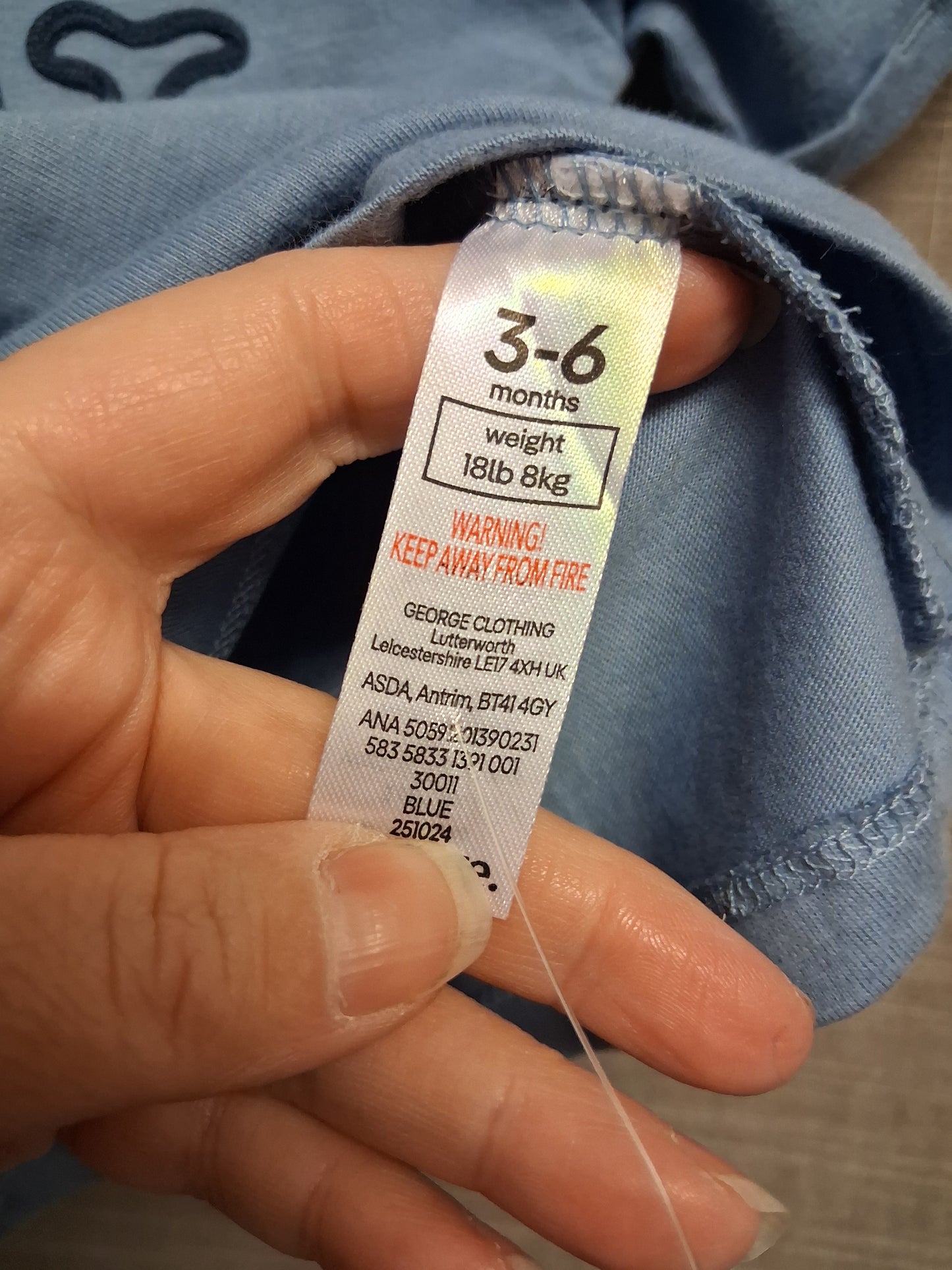 George Boys Blue Whale Print Short Sleeve T-Shirt Age 3-6 Months