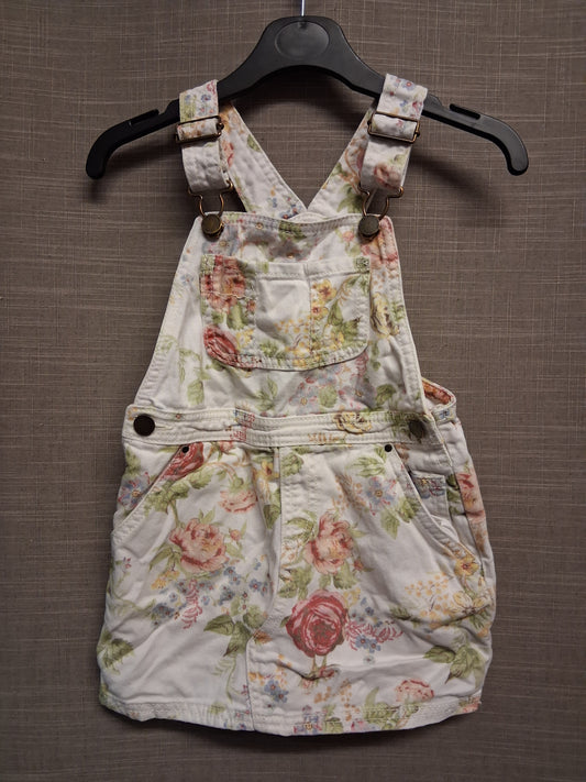 Next Girls Denim Cream Floral Pinafore Dress Age 3-4 Years