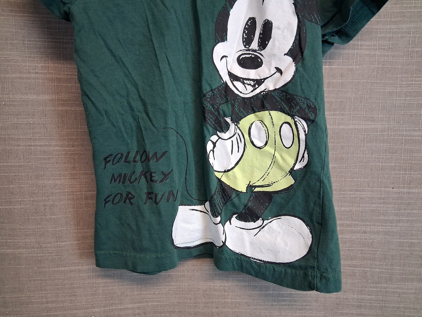 Disney Boys Mickey Mouse Green Short Sleeve T-Shirt Age 6 Years