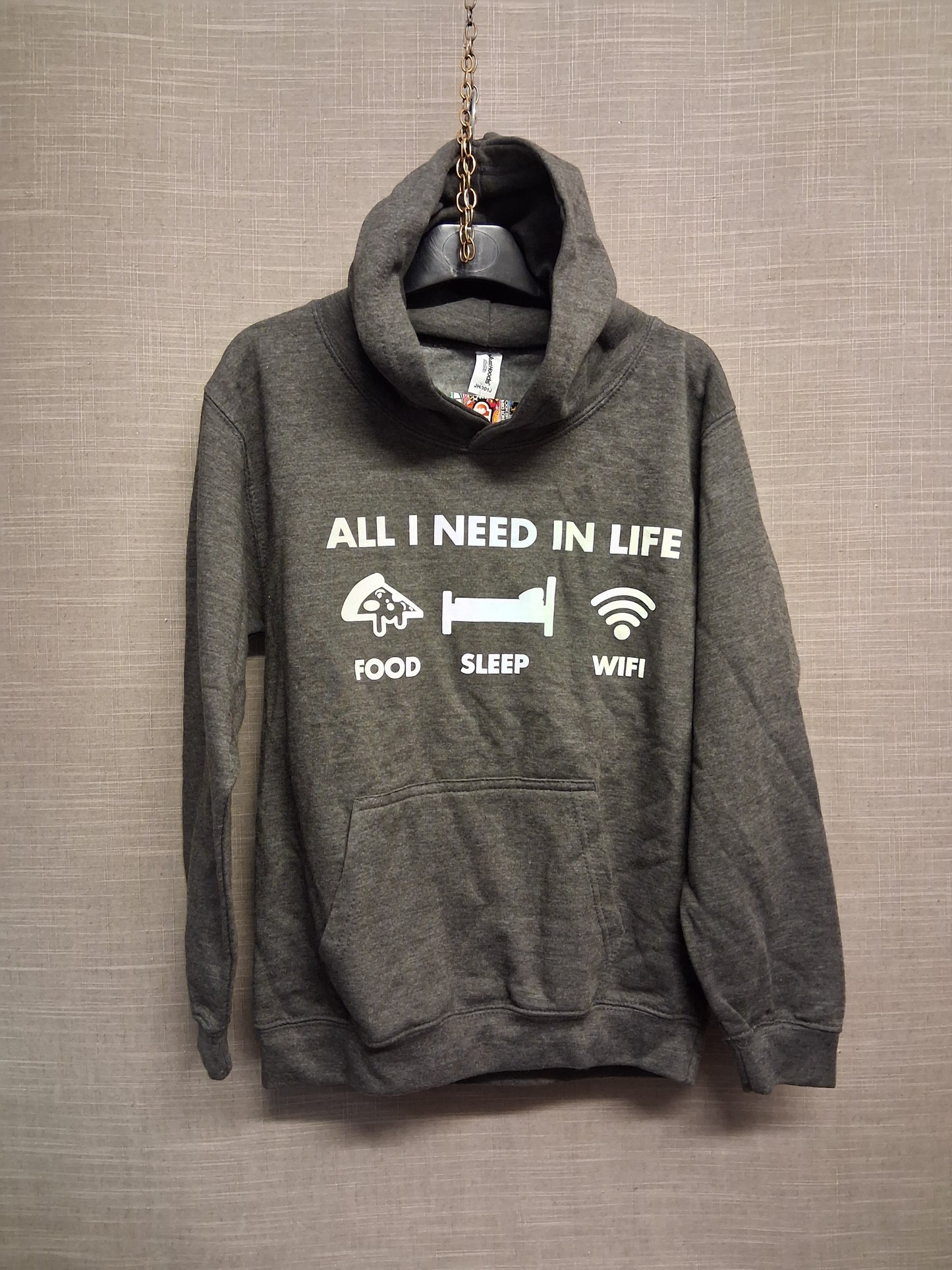 Hot Scamp 'All I Need In Life' Grey Hoodie Age 9-11 Years New