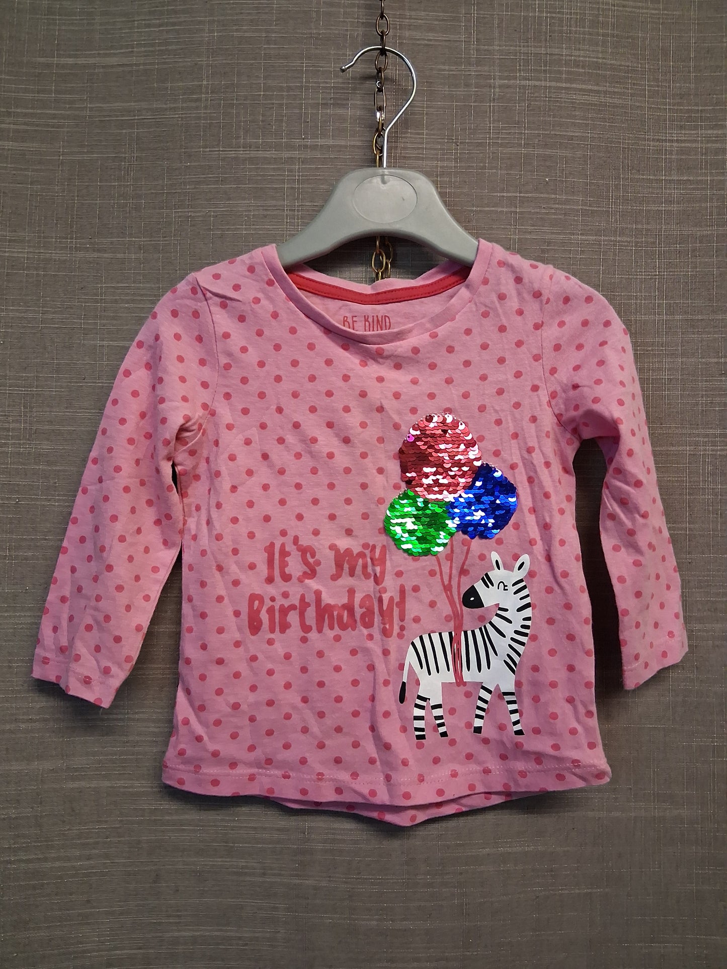 Matalan Girls Pink Long Sleeve T-Shirt "It's my Birthday" Age 9-12 Months