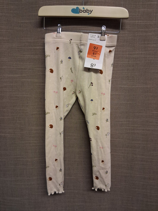 George Girls Cream Hedgehog Leggings Age 12-18 Months New