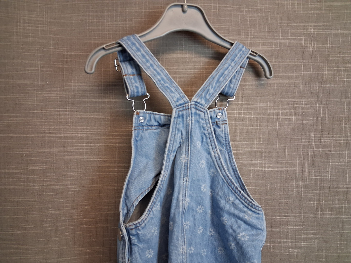 Primark Girls Denim Pinafore Dress Floral Print Age 3-4 Years