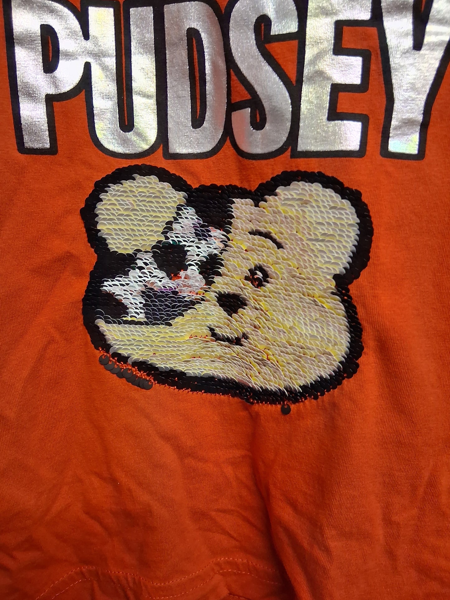 George Unisex "Pudsey" Children in Need Red Long Sleeve T-Shirt 2 way Sequins Age 2-3 Years
