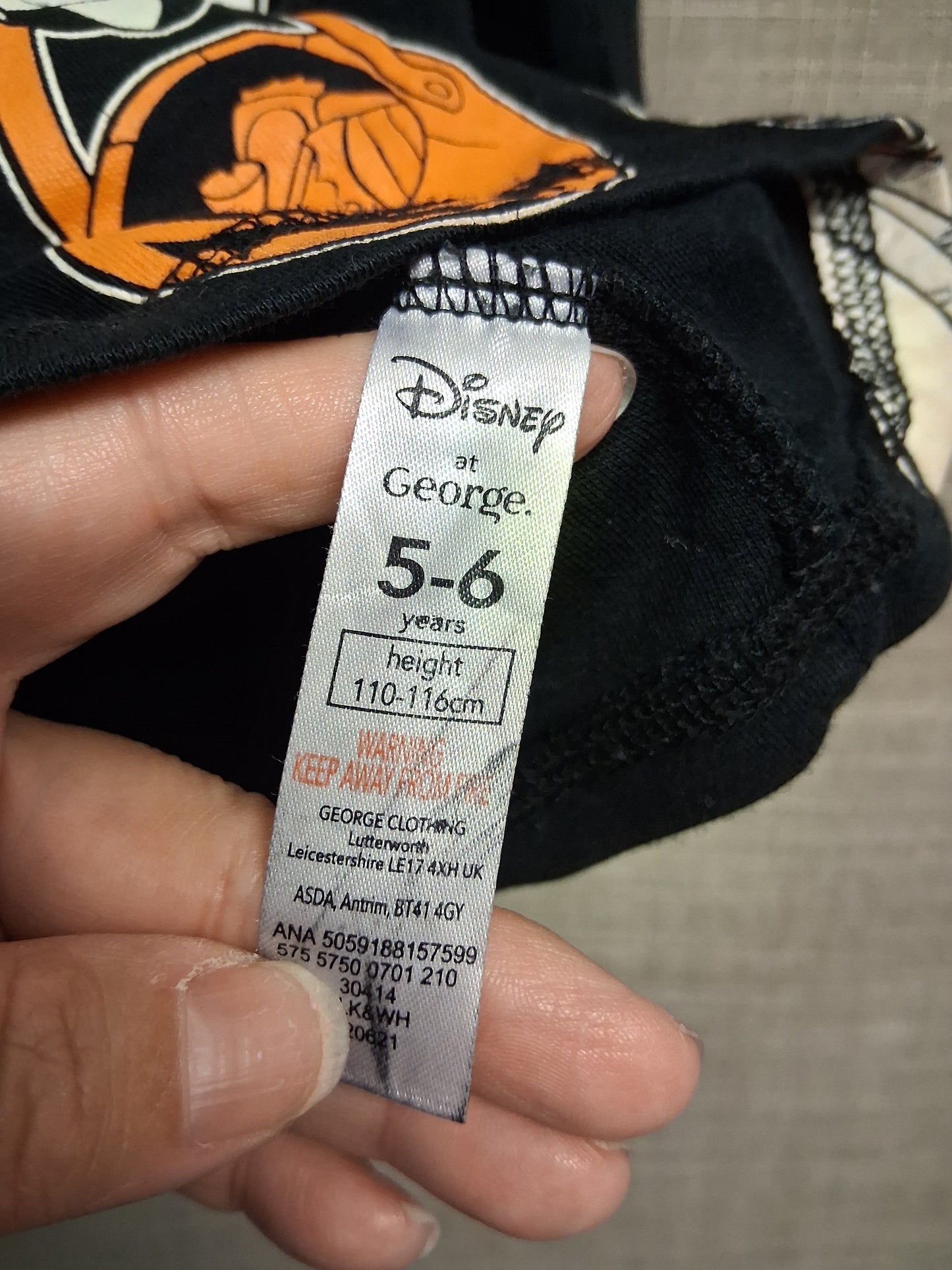 George Disney Minnie Mouse Halloween Long Sleeve T-Shirt Age 5-6 Years