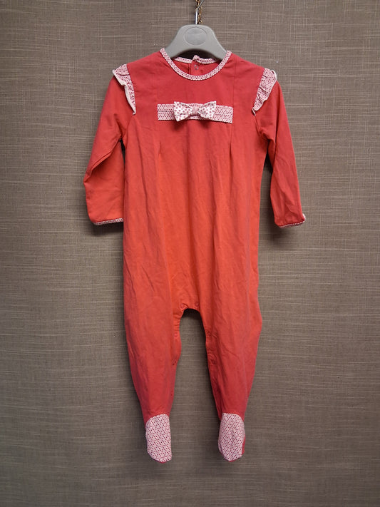 Mayoral Girls Pink Sleepsuit All in One Bow Detail Age 12 Months
