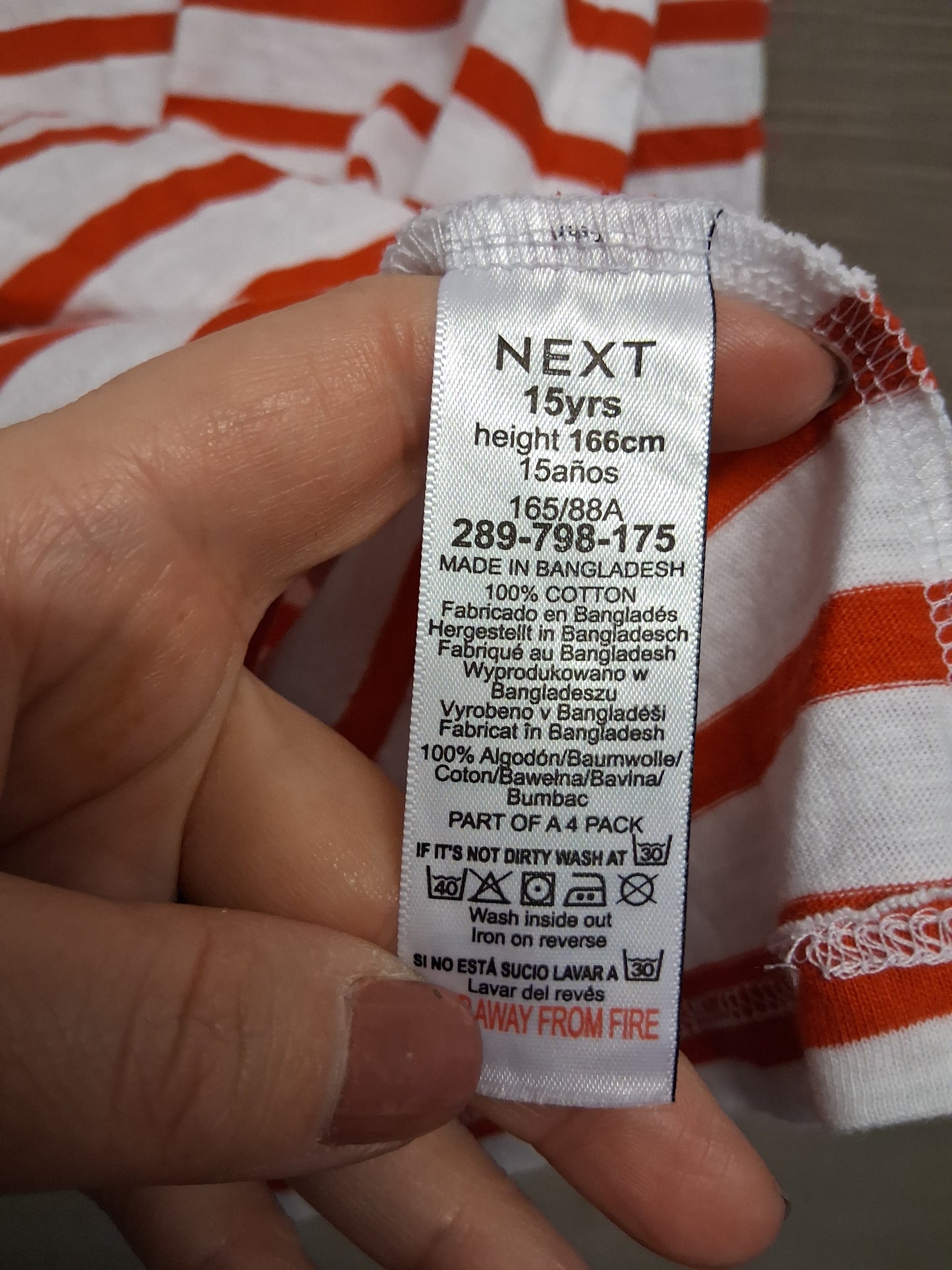 Next Girls Crew Neck Long Sleeve T-Shirt Red White Stripe Age 15 Years