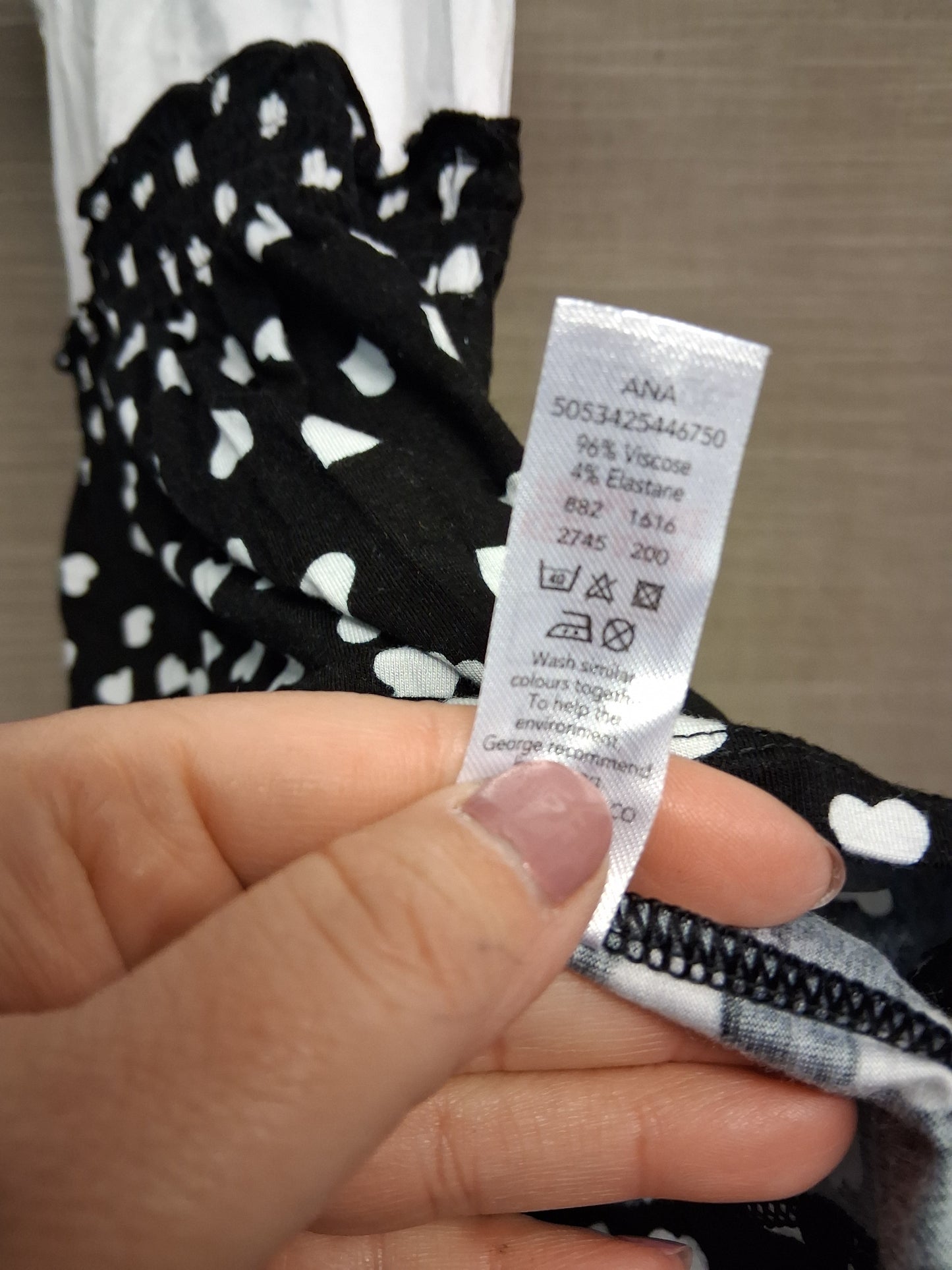 George Girls Black White Jersey T-Shirt Dress Age 12-18 Months