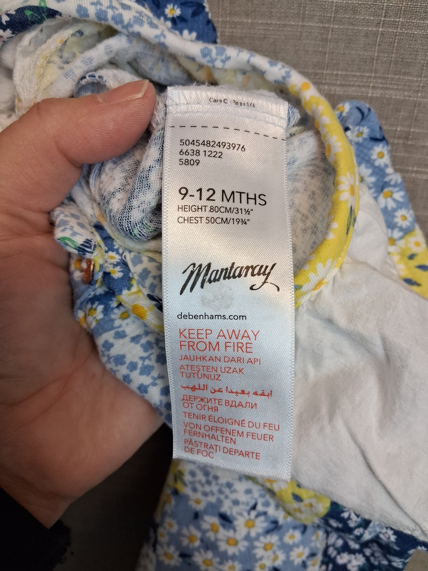 Mantaray Girls Blue Floral Jersey Romper Age 9-12 Months