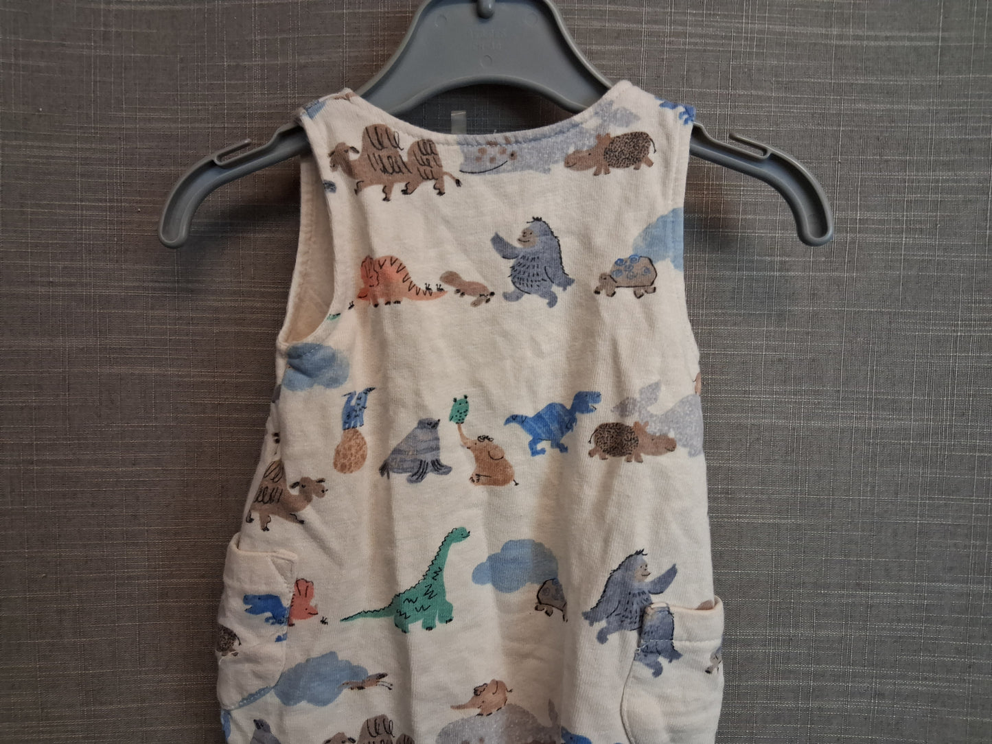 Marks & Spencer Boys Cream Animal Print One Piece Dungarees Age 0-3 Months