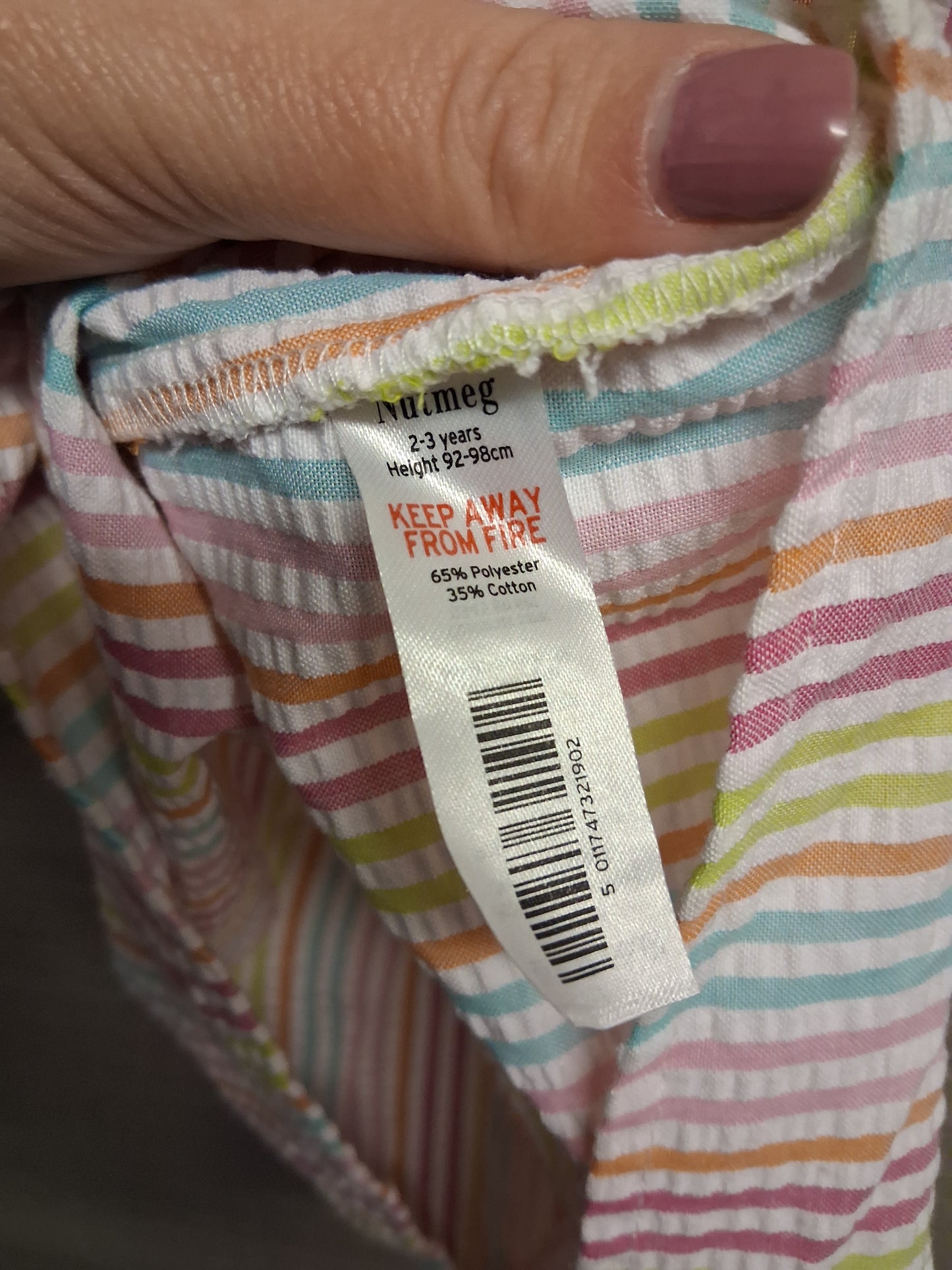 Nutmeg Girls Multicolour Striped Sundress Age 2-3 Years