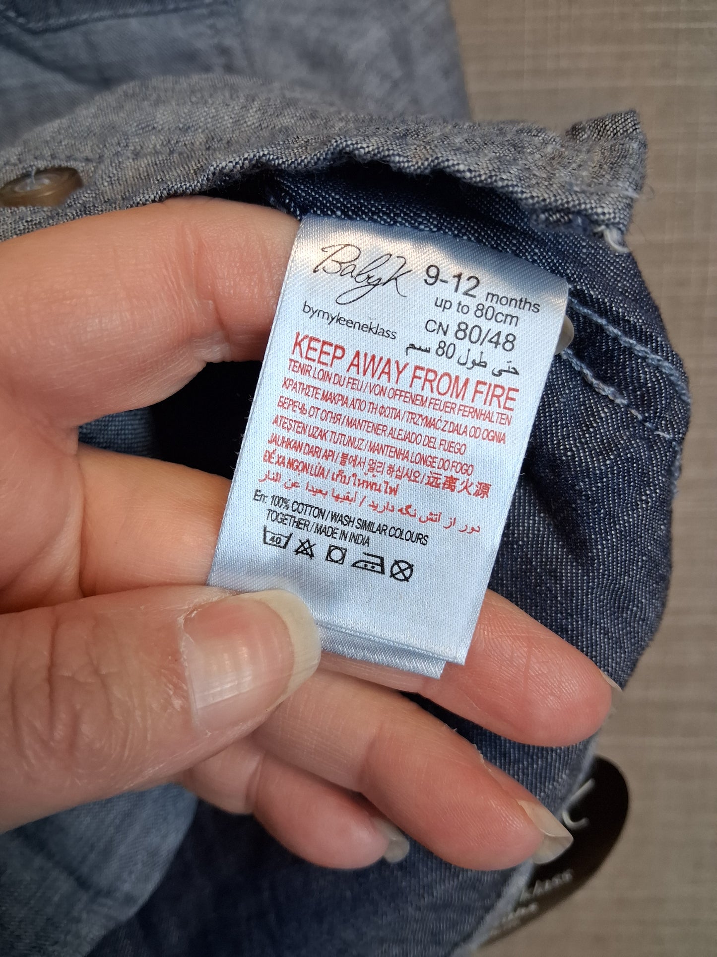 Baby K Myleene Klass Boys Denim Shirt Long Sleeve Age 9-12 Months New