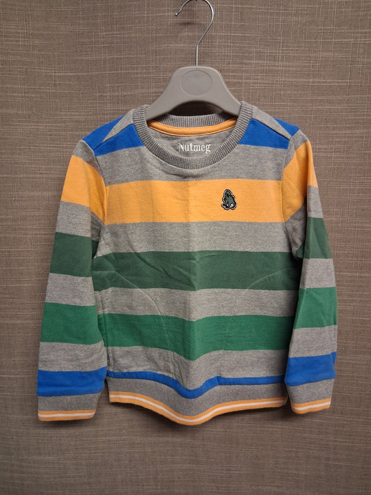 Nutmeg Multicolour Striped Long Sleeve Sweater With Pockets Age 3-4 Years
