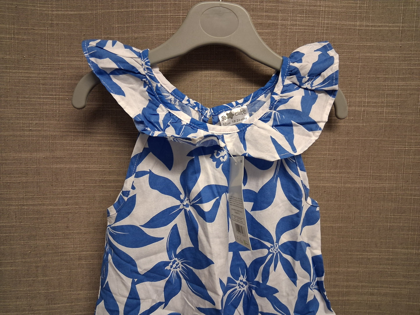 Pepco Baby Blue White Floral Dress Sleeveless Age 18-24 Months New