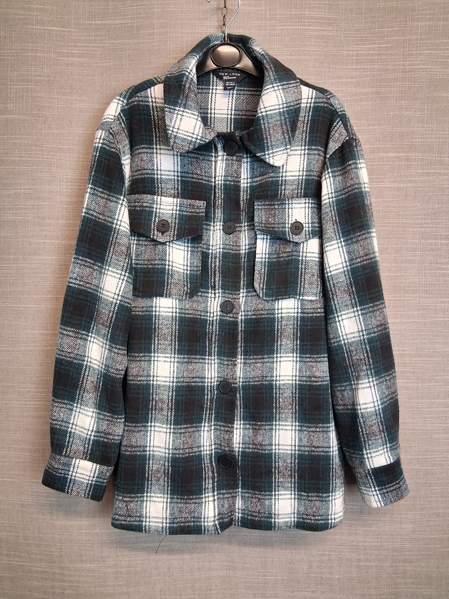 New Look Girls Green Check Flannel Style Shirt Age 10-11 Years