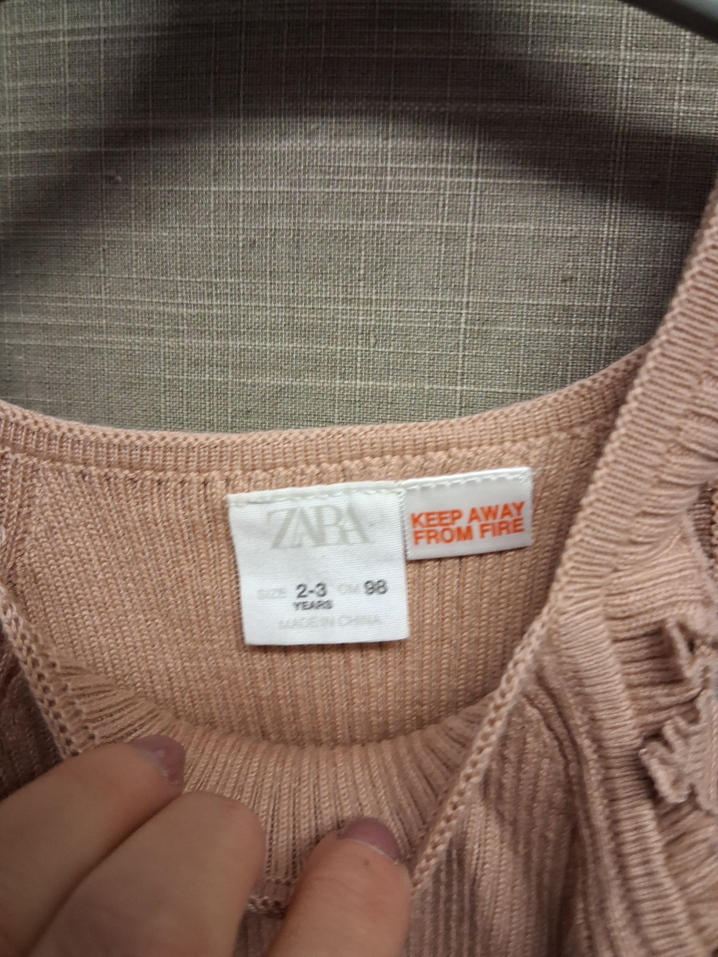 Zara Girls Beige Pink Vest Tank Top Age 2-3 Years