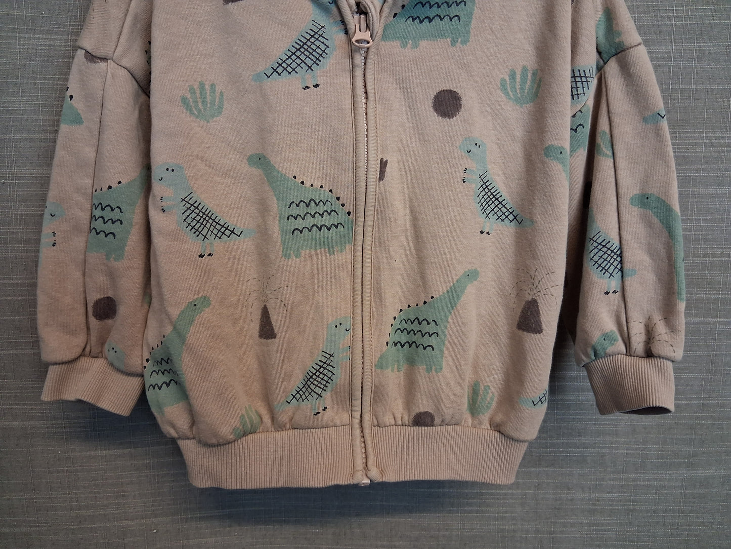 George Boys Brown Full Zip Hoodie Dinosaur Theme Age 12-18 Months