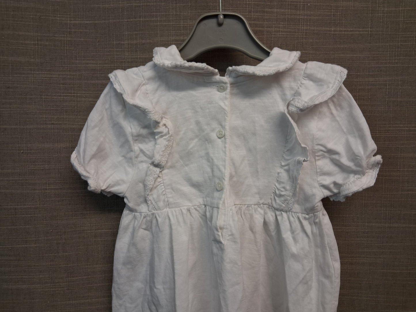 Next Girls White Short Sleeve T-Shirt Peter Pan Collar Age 5-6 Years